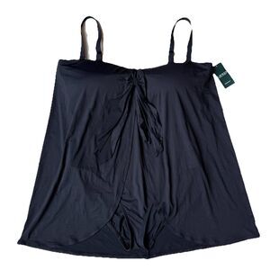 LAUREN Ralph Lauren Women's Plus 18W One Piece Bandeau Swim Dress Tummy Control